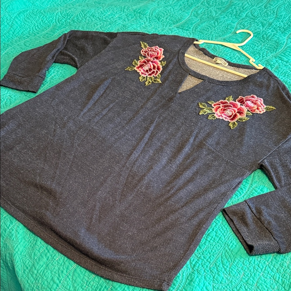 Pleione Textured Knit Top in Blue